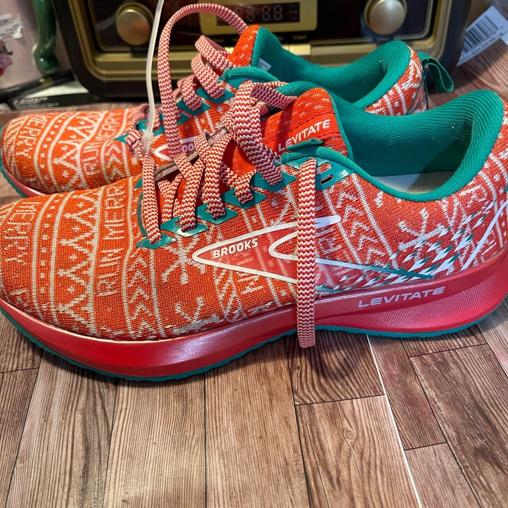 Brooks Levitate Orange and Teal Patterned Running Shoes